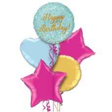 Shimmer Gold Birthday Balloon Bouquet